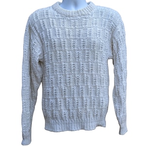 Vintage 80s white cotton cable knit sweater