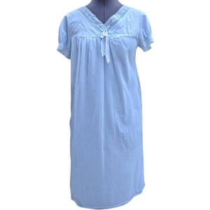 Vintage blue embroidered nylon nightgown