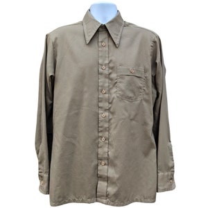 Vintage 70s or 80s beige cotton polyester work shirt