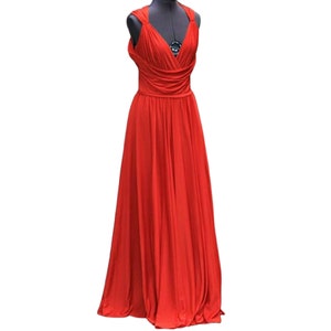 Vintage 70s Frank Usher red open back full length gown image 1