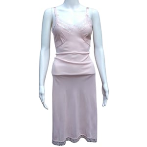 Vintage 50s or 60s pink chiffon, nylon and lace dress slip
