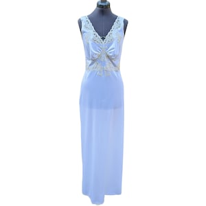 Slip vintage in nylon e pizzo a tutta lunghezza bianco beige vintage anni &#39;70 o &#39;80