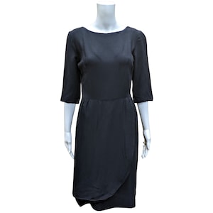 Vintage 50s or 60s black crepe with half sleeve fitted cocktail dress