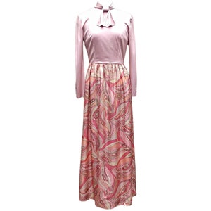 Vintage 60s pale pink metallic maxi dress