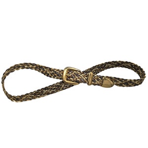 Vintage 80s or 90s metallic gold and silver faux leather braided belt with gold tone buckle