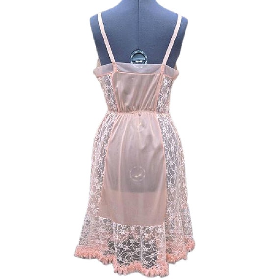 Vintage 60s peach lace and chiffon dress slip - image 7