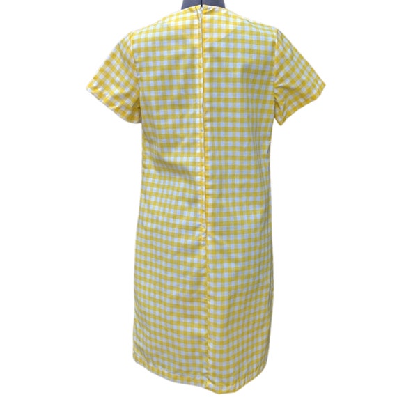 Vintage 60s yellow and white gingham mod dress, d… - image 7