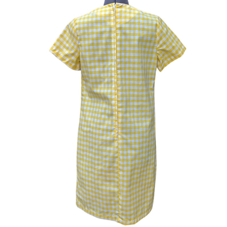 Vintage 60s yellow and white gingham mod dress, deadstock vintage image 7