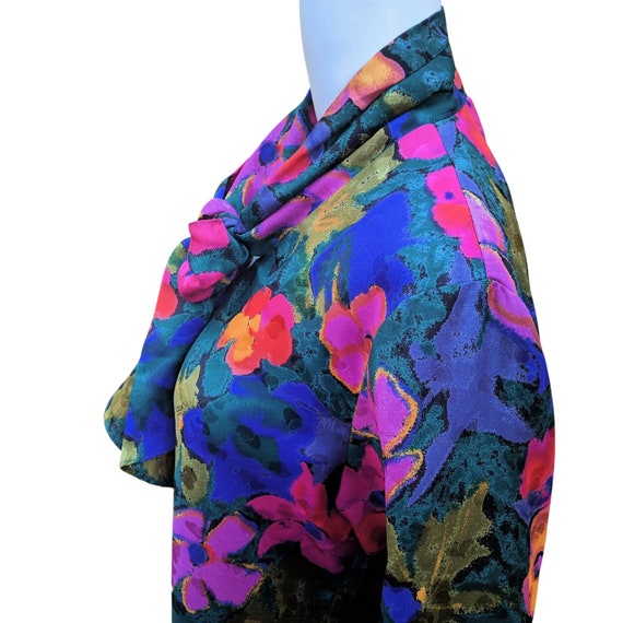 Vintage 70s or 80s floral green, yellow, pink and… - image 5