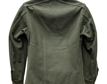 Vintage 50s US Army Green Wool Shirt Jacket With Shield