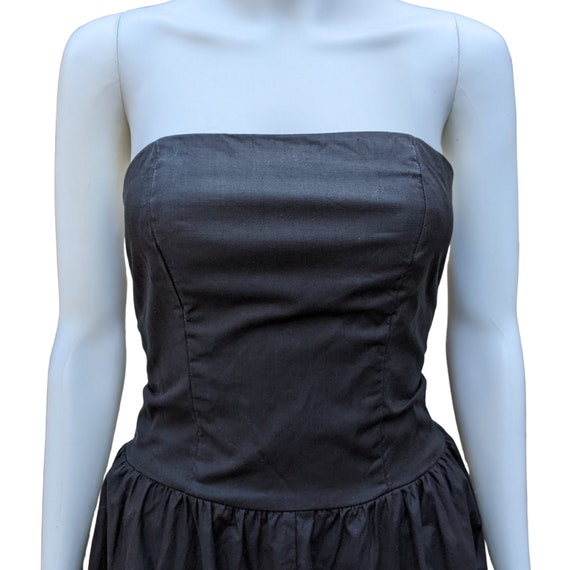 Vintage 80s black strapless cotton with tulle cri… - image 2