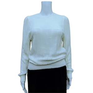 Vintage 1970&#39;s cream thin summer knit ivory full sleeve sweater