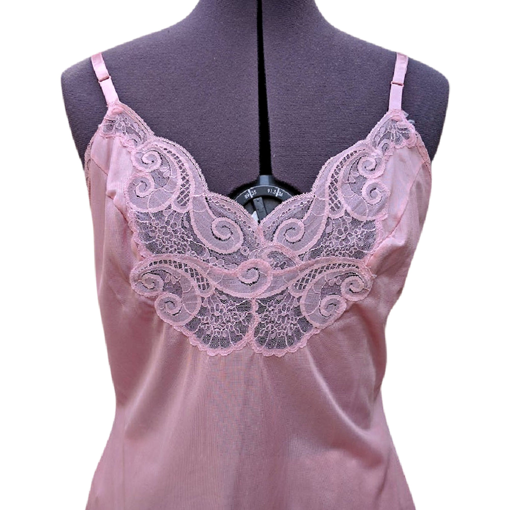 Vintage Pink Camisole and Half Slip Lace and Nylon Chemise Set Etsy