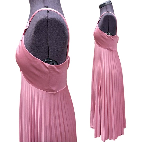 Vintage 70s dusty rose pleated skirt dress - image 4