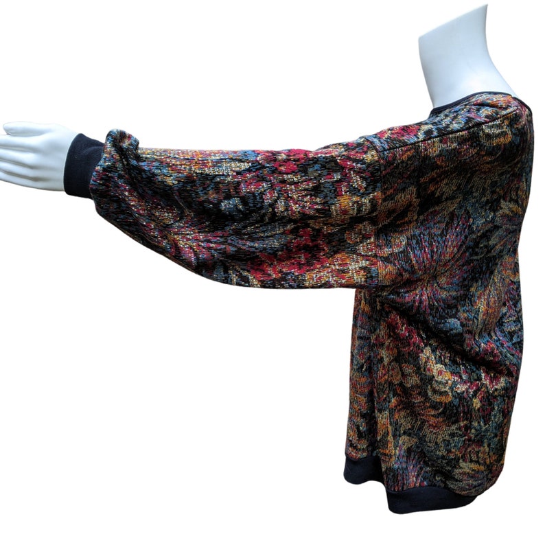 Vintage 1980's multi color metallic floral long sleeve thin knit sweater image 5