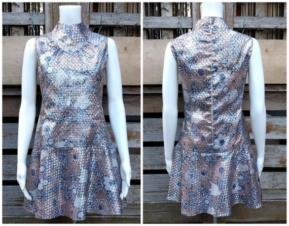 Vintage 1960's KING silver blue lamé micro mini mo
