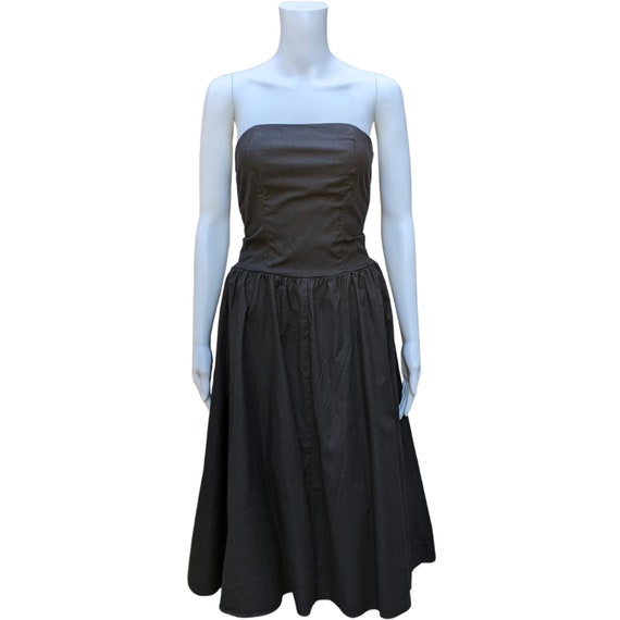 Vintage 80s black strapless cotton with tulle cri… - image 1