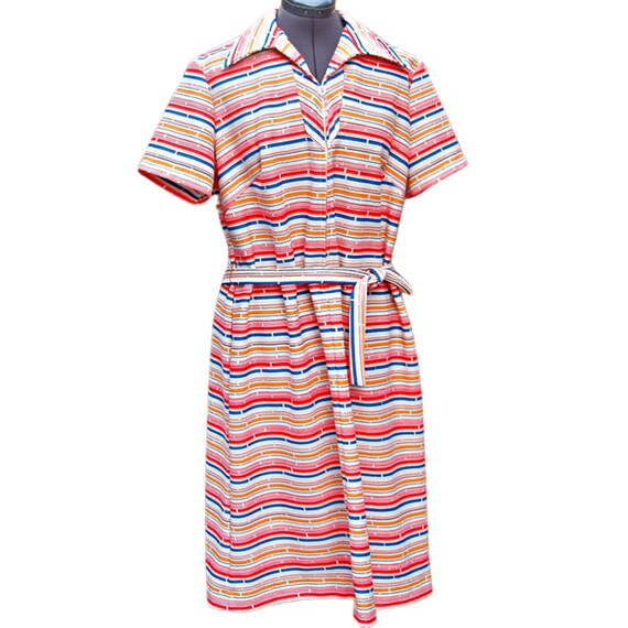 Vintage 1960's rainbow and ivory striped front zip