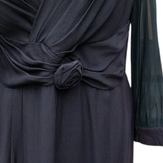 Vintage 1940's black crêpe dress with sheer silk … - image 6