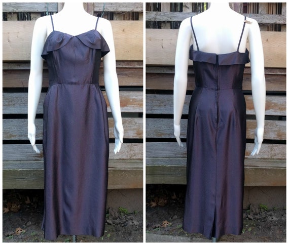 Vintage 1950's deep purple sharkskin taffeta wiggl