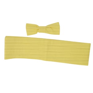 Vintage 1980 yellow cotton cummerbund and bowtie set