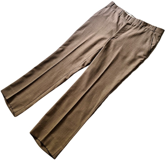 Vintage 70s beige high waist flare pants, straigh… - image 1