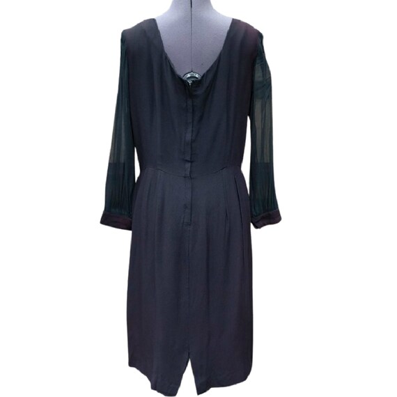 Vintage 1940's black crêpe dress with sheer silk … - image 7