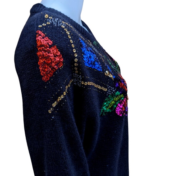 Vintage 80s silk and angora beaded sweater, black… - image 7