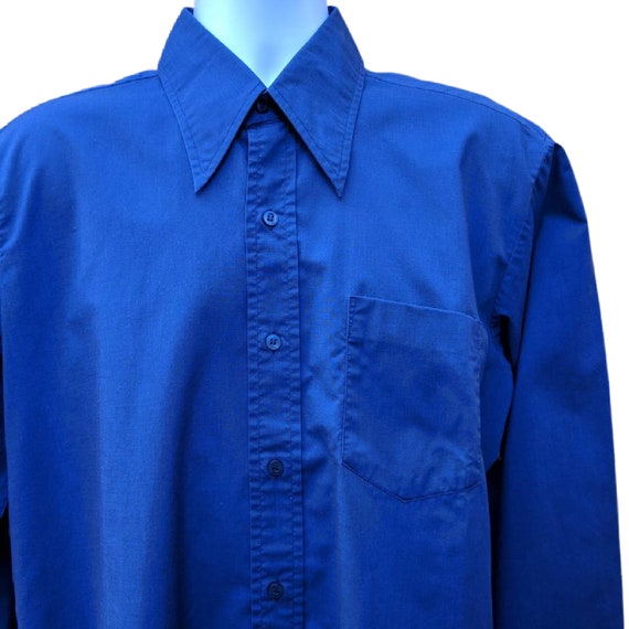 Vintage 70s or 80s blue cotton work shirt by Cham… - image 2