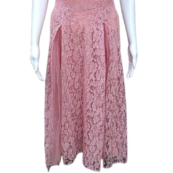 Vintage 40s or 50s coral salmon pink lace and tul… - image 3