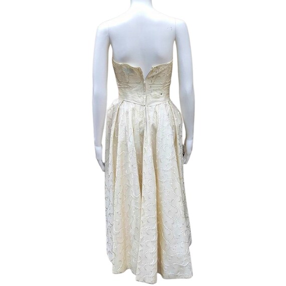 Vintage 1950's ivory white embroidered taffeta mi… - image 7