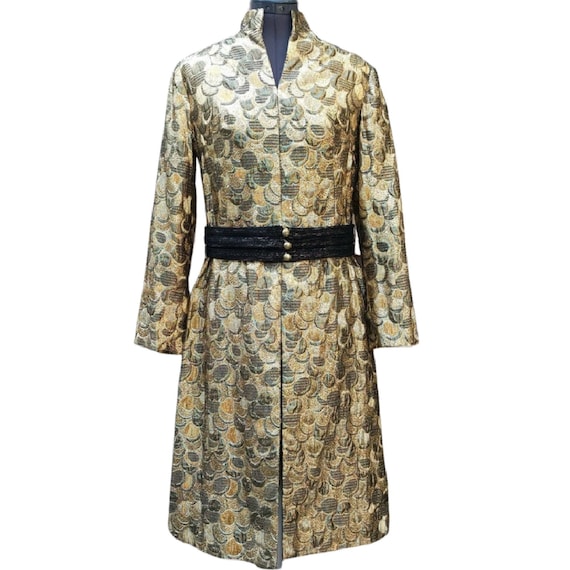 Vintage 1960's gold lamé knee length cocktail dres
