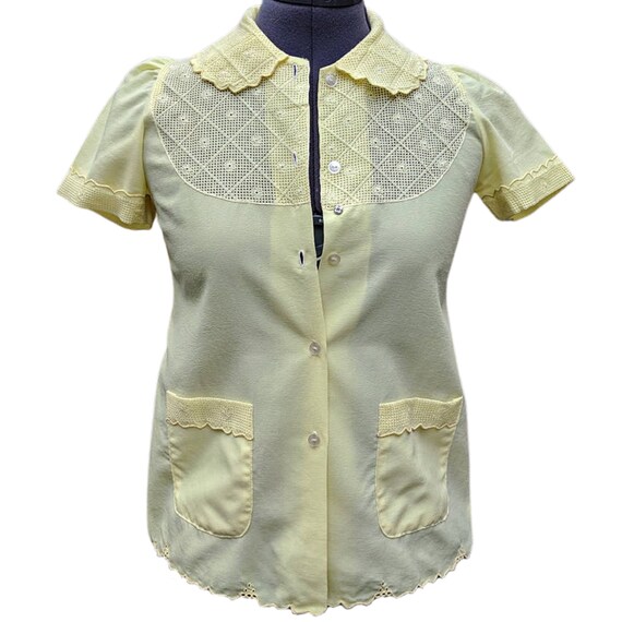 Vintage 1960's Butter Yellow Women's Embroidered … - image 1