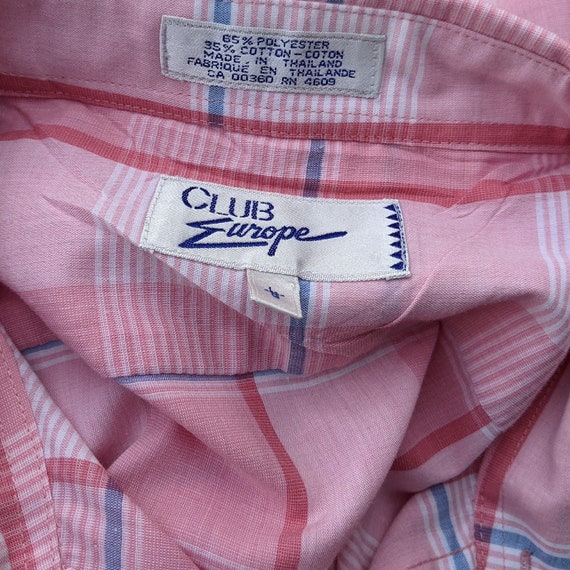 Vintage 80s pastel pink and blue plaid shirt by C… - image 9