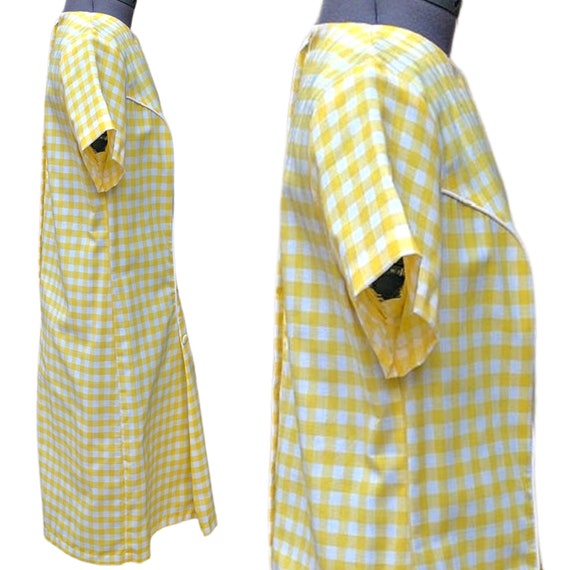 Vintage 60s yellow and white gingham mod dress, d… - image 6