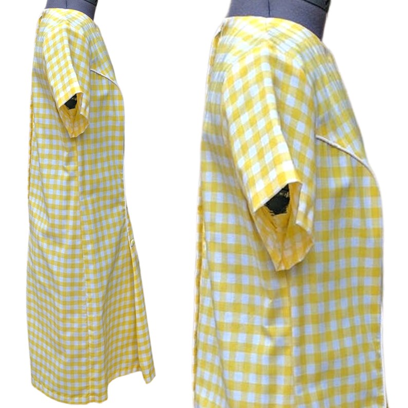 Vintage 60s yellow and white gingham mod dress, deadstock vintage image 6