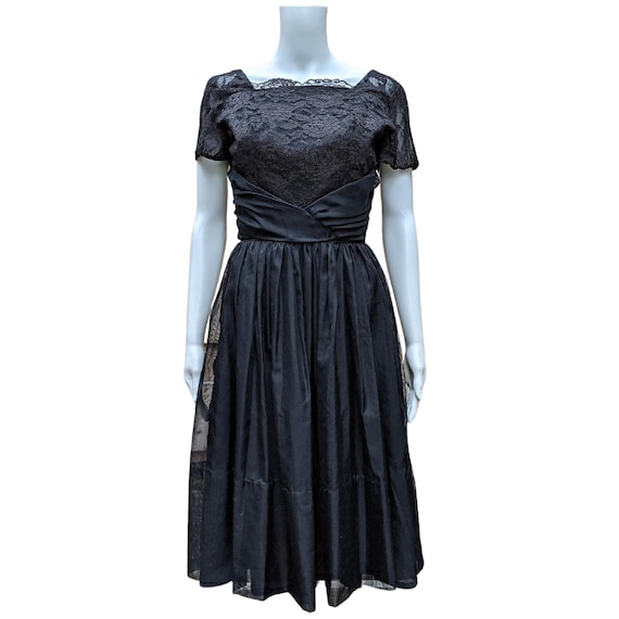 Vintage 1950s black lace and chiffon new look coc… - image 1