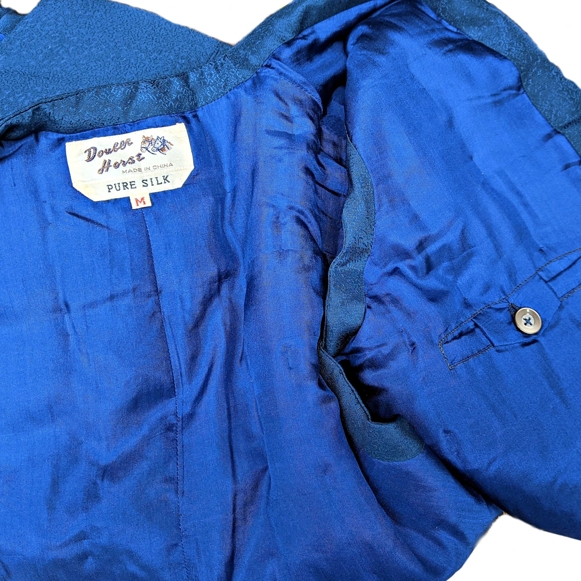 Vintage Blue Silk Quilted 5 Button Vest With 3 Plus 1 Vintage Blue Silk Quilted 5 Button Vest With 3 Plus 1
