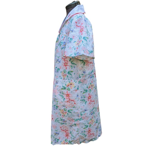 Vintage 80's or 90s floral cotton blend smock / h… - image 3