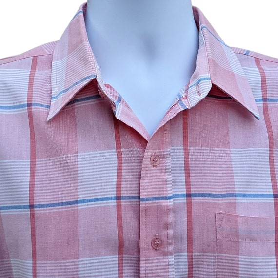 Vintage 80s pastel pink and blue plaid shirt by C… - image 3