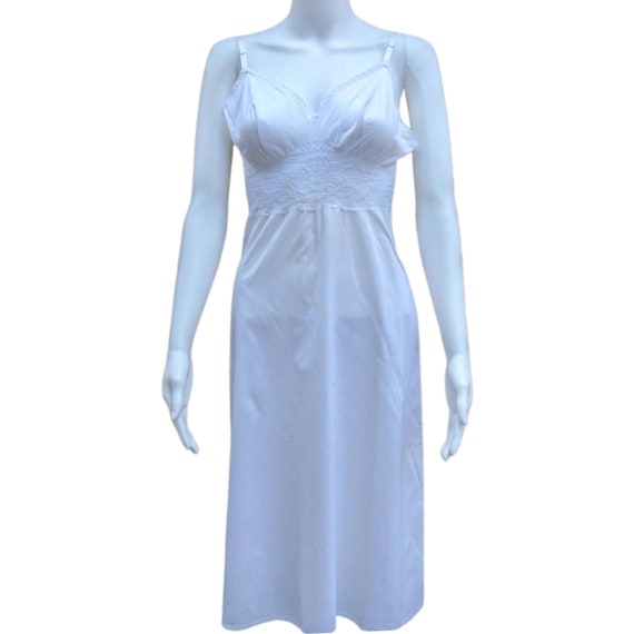Vintage white lace and nylon dress slip - image 1