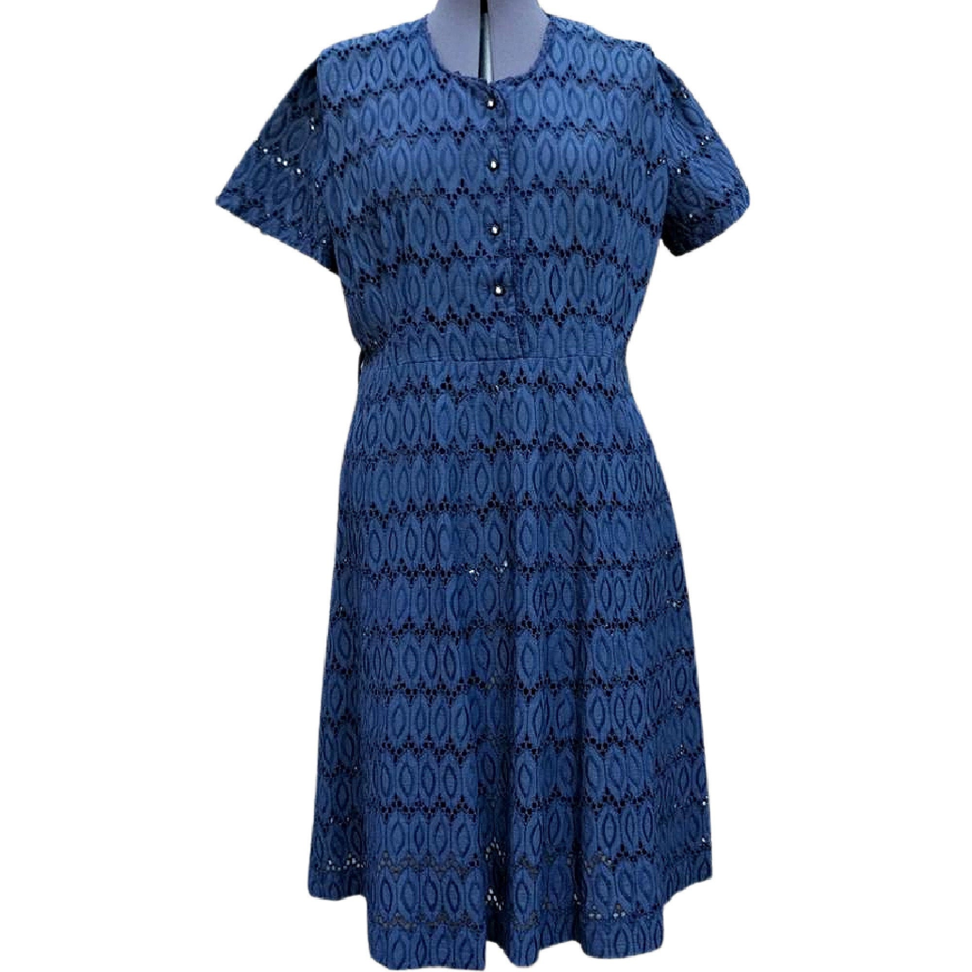 Navy eyelet clearance dress