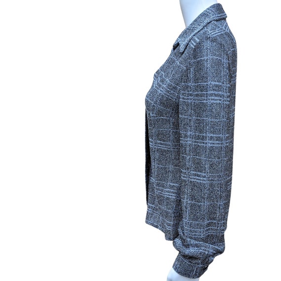 Vintage 70s or 80s silver plaid metallic large co… - image 4