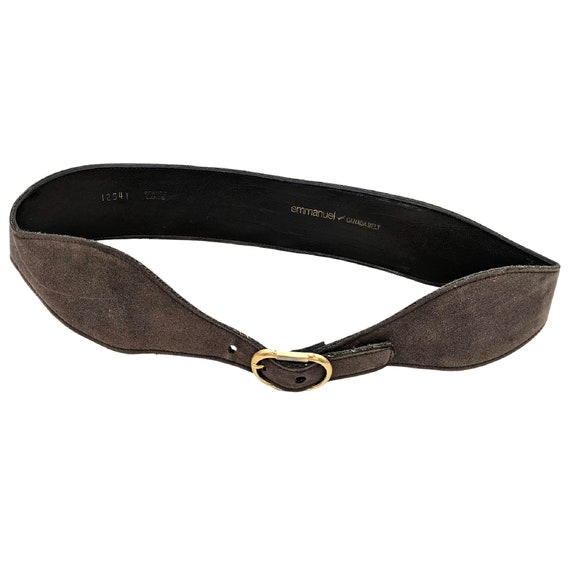 Vintage 1980s or 90s Gray Suede Leather Fashion Belt for  display picture 1