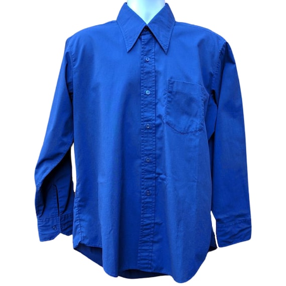 Vintage 70s or 80s blue cotton work shirt by Cham… - image 1