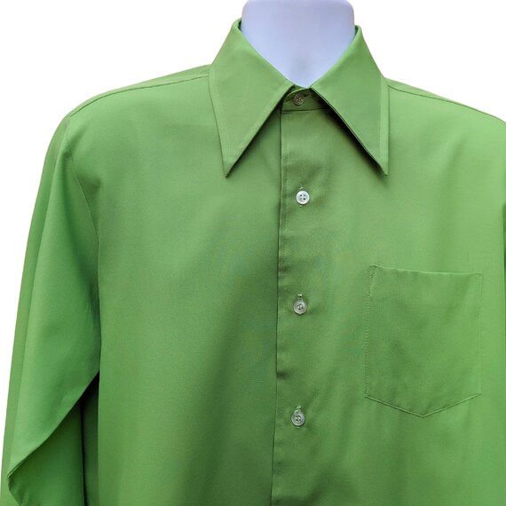 Vintage 60s or 70s apple green 100% polyester lon… - image 2