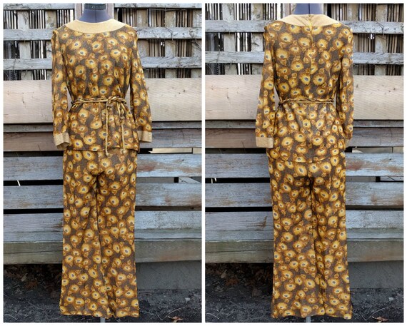 Vintage 1960's 70's metallic bronze and yellow gol