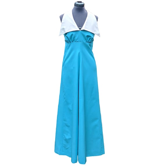 green emerald velvet dress Empire Waist Tea Length Hawaiian Dress nuuanu Valley Blue / M main image 0