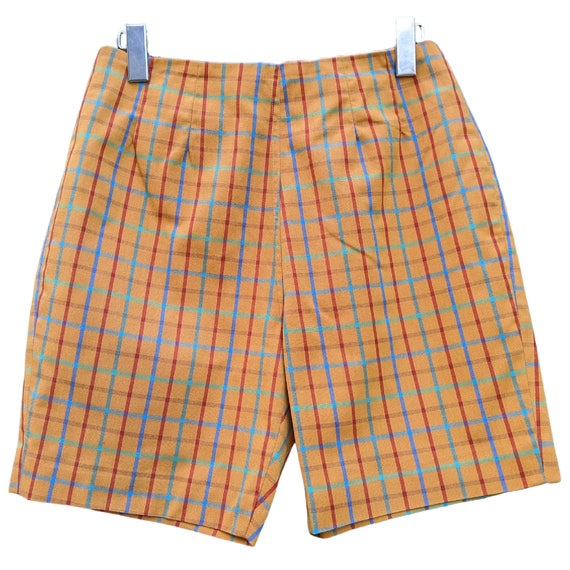 Vintage 50s Ochre Yellow Orange Plaid High Waist Shorts Etsy Canada