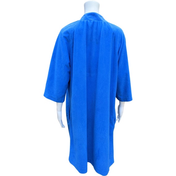Vintage 60s blue knee length fleece robe housecoat - image 7